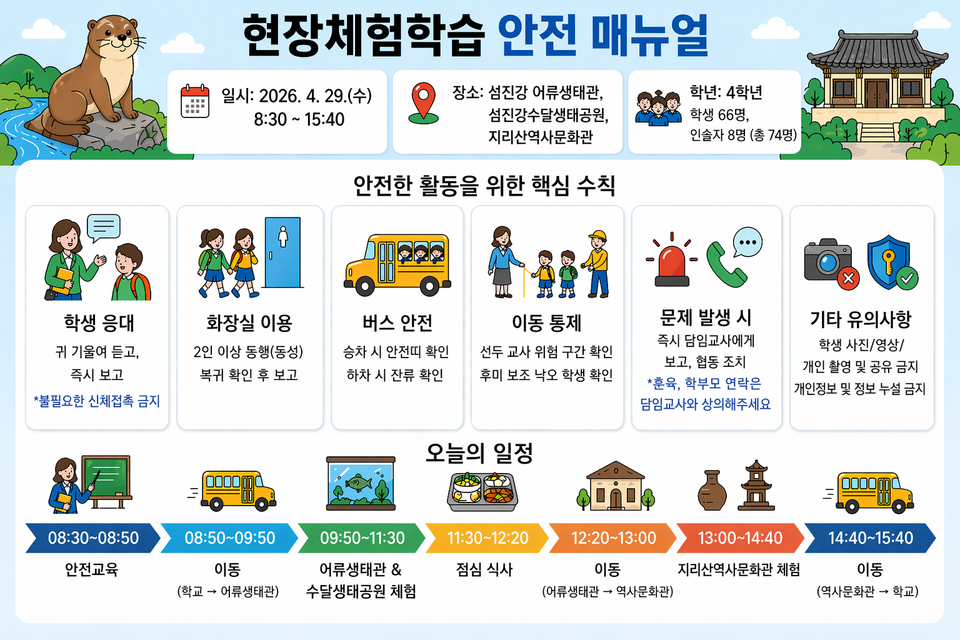 광양중앙초, '인포그래픽 안전 매뉴얼'로 체험학습 안전 강화